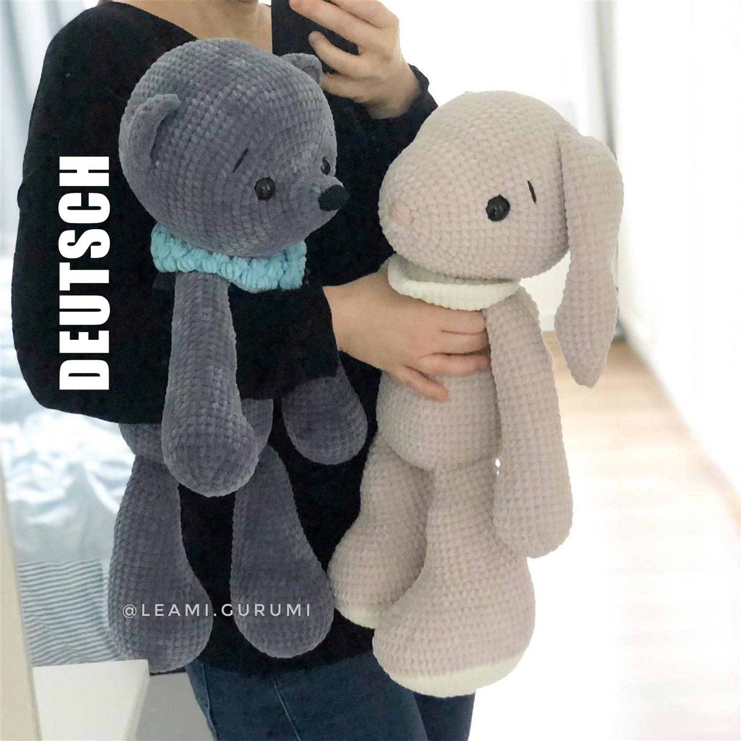 2 x PDF Häkelanleitung für den Hase Lou und den Teddy Micha IN GROSS von leami,