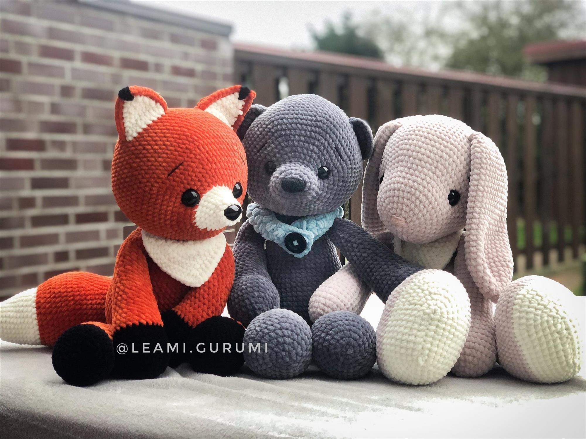 PDF +Video for the ears, ENGLISH Crochet Pattern BIG Fox Foxi by leami