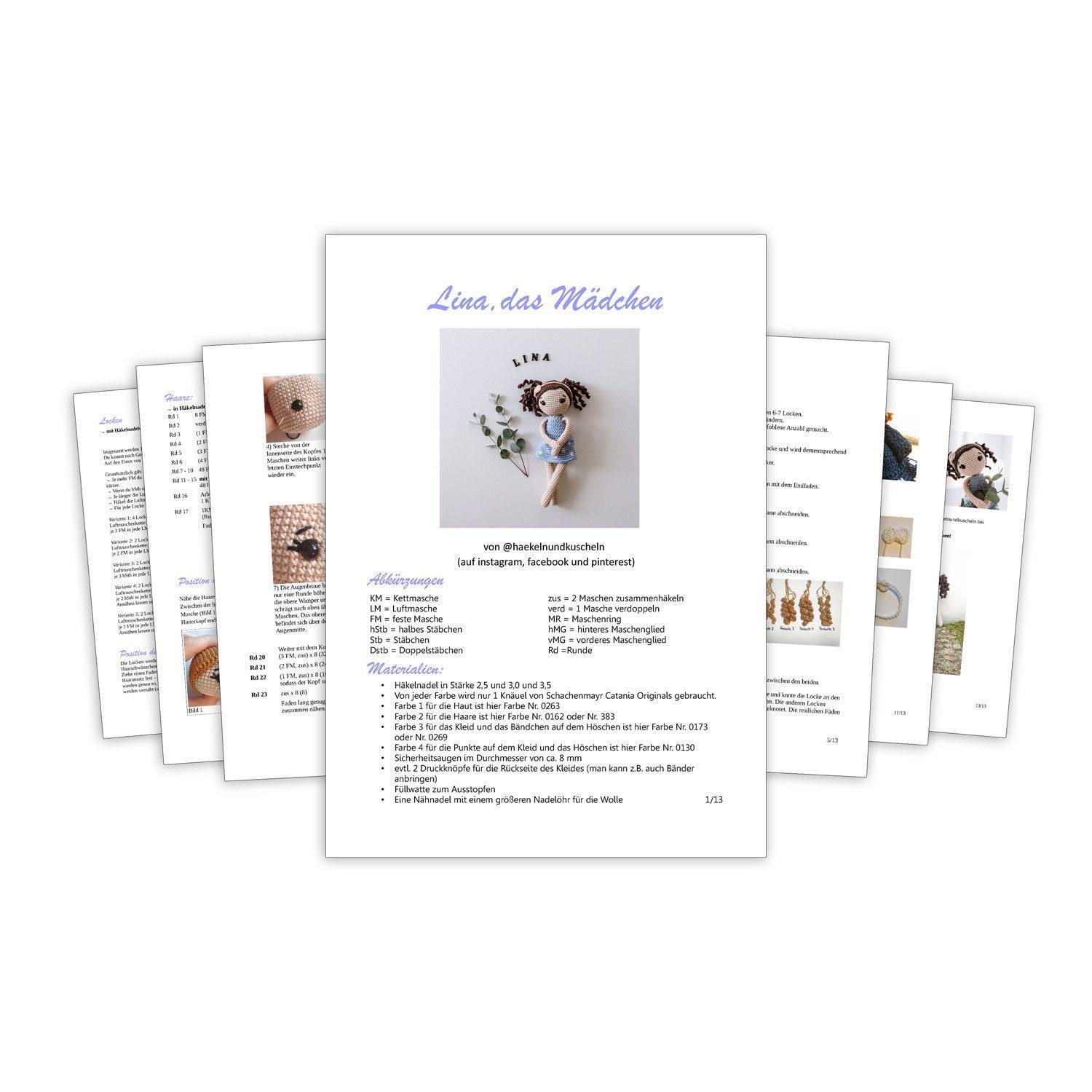 PDF Häkelanleitung für die Puppe Lina von leami