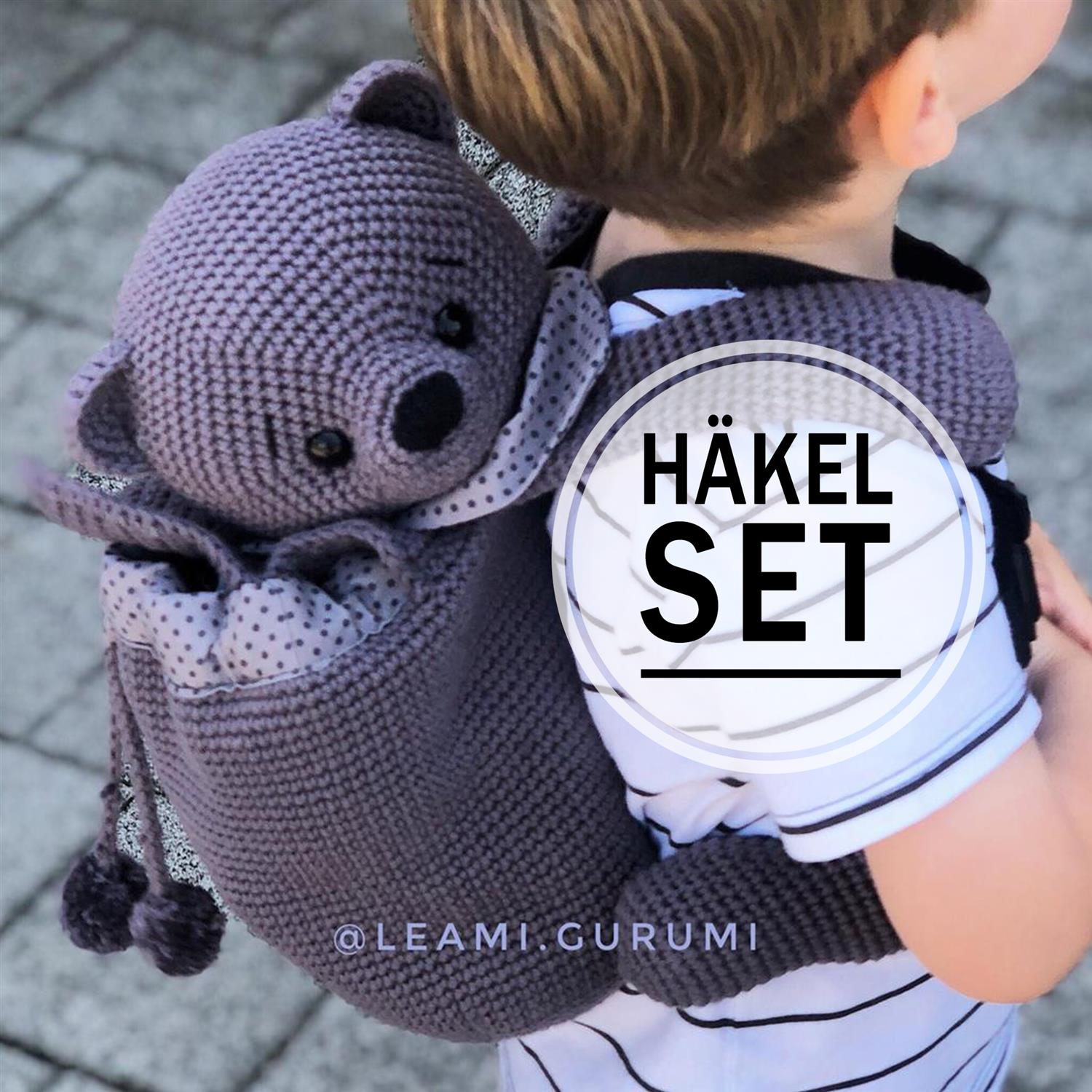 Häkelset DIY Paket-Rucksack Micha (bitte die ARTIKELBESCHREIBUNG LESEN!), OHNE Anleitung