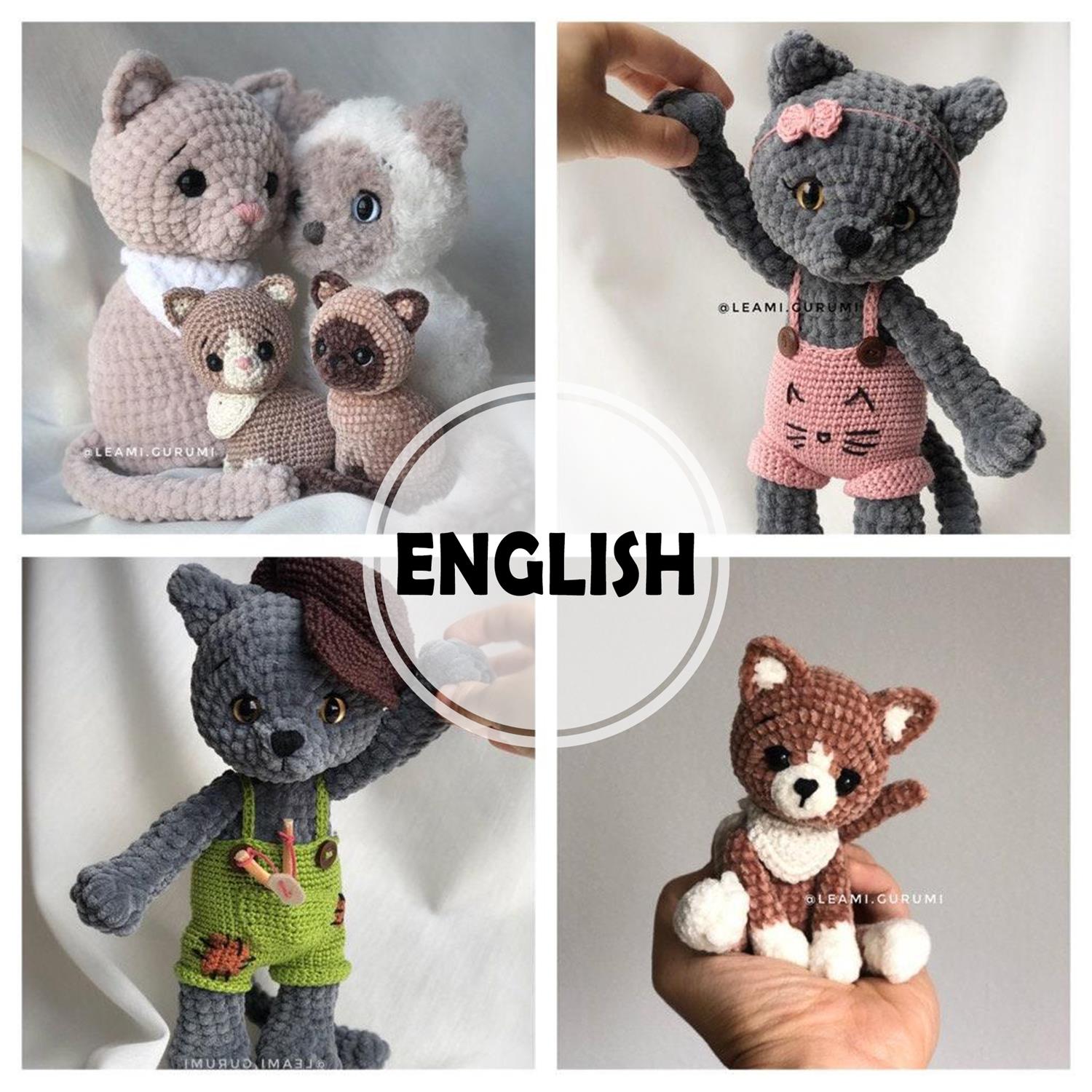 2 x PDF ENGLISH crochet pattern, Cats, Kitty, Smokey and Milka by leami