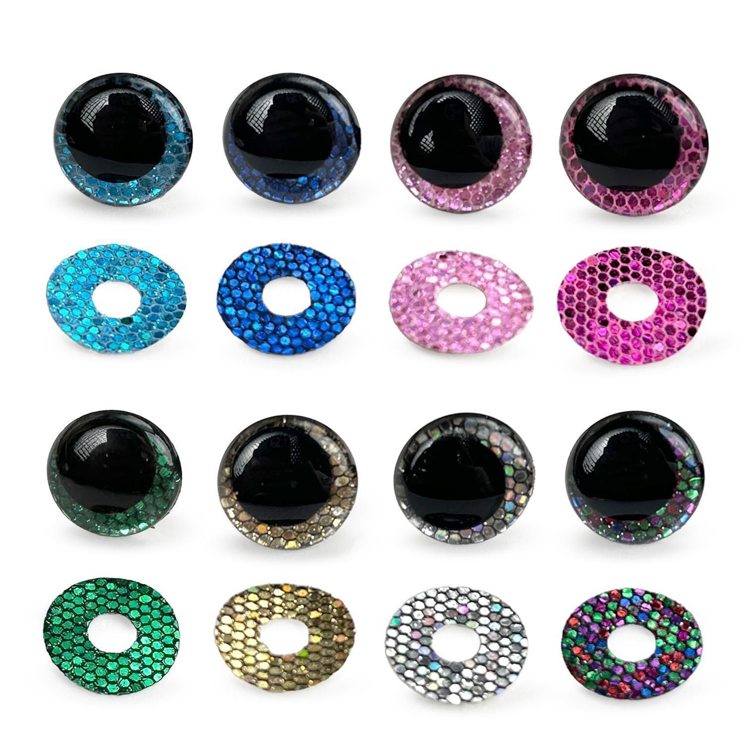10 Paar Set Glitzer Sicherheitsaugen 18 mm gemischt