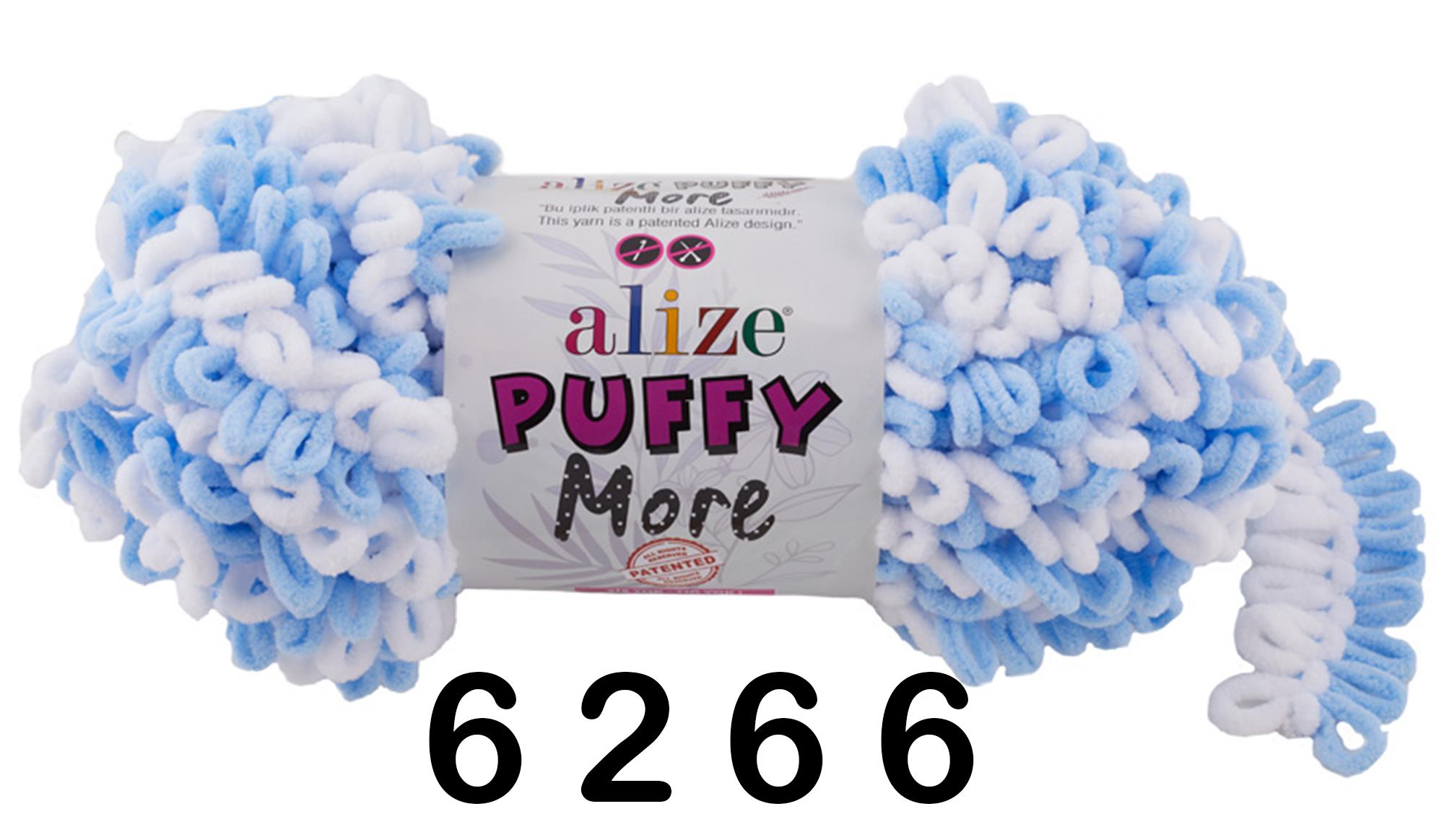 Alize Puffy More (150g/11,5m) 6266_weiß-blau