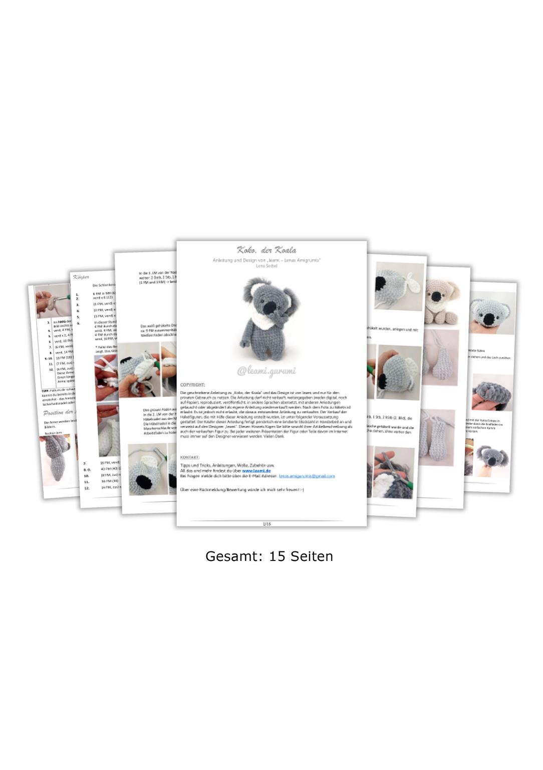 PDF Häkelanleitung für den Koala Koko in 2 Versionen von leami 