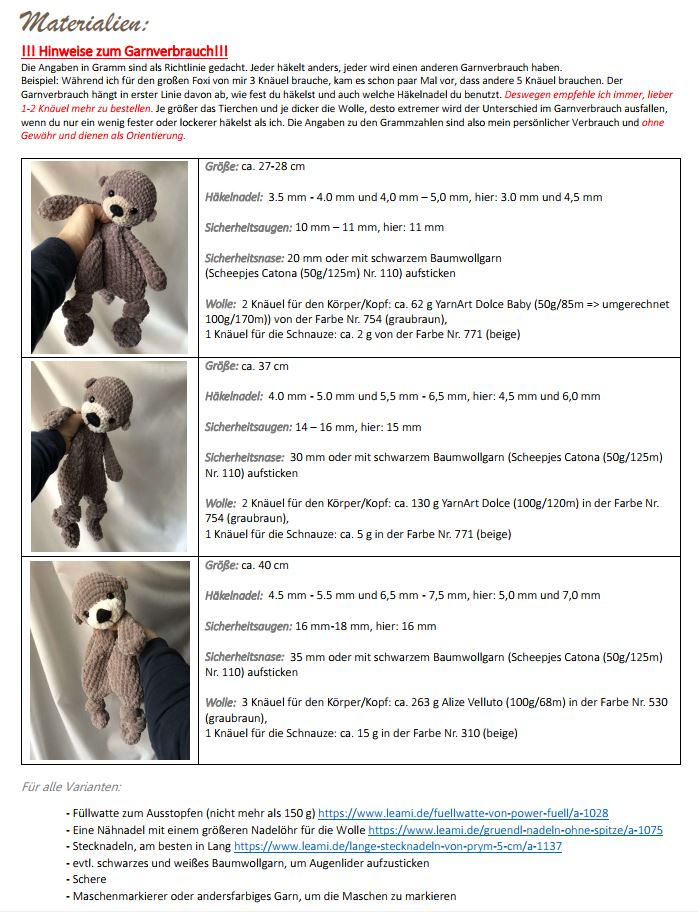 Häkelset DIY Paket, Harry Otter, als Schnuffeltuch - Ohne Anleitung 37 cm Chenillewolle