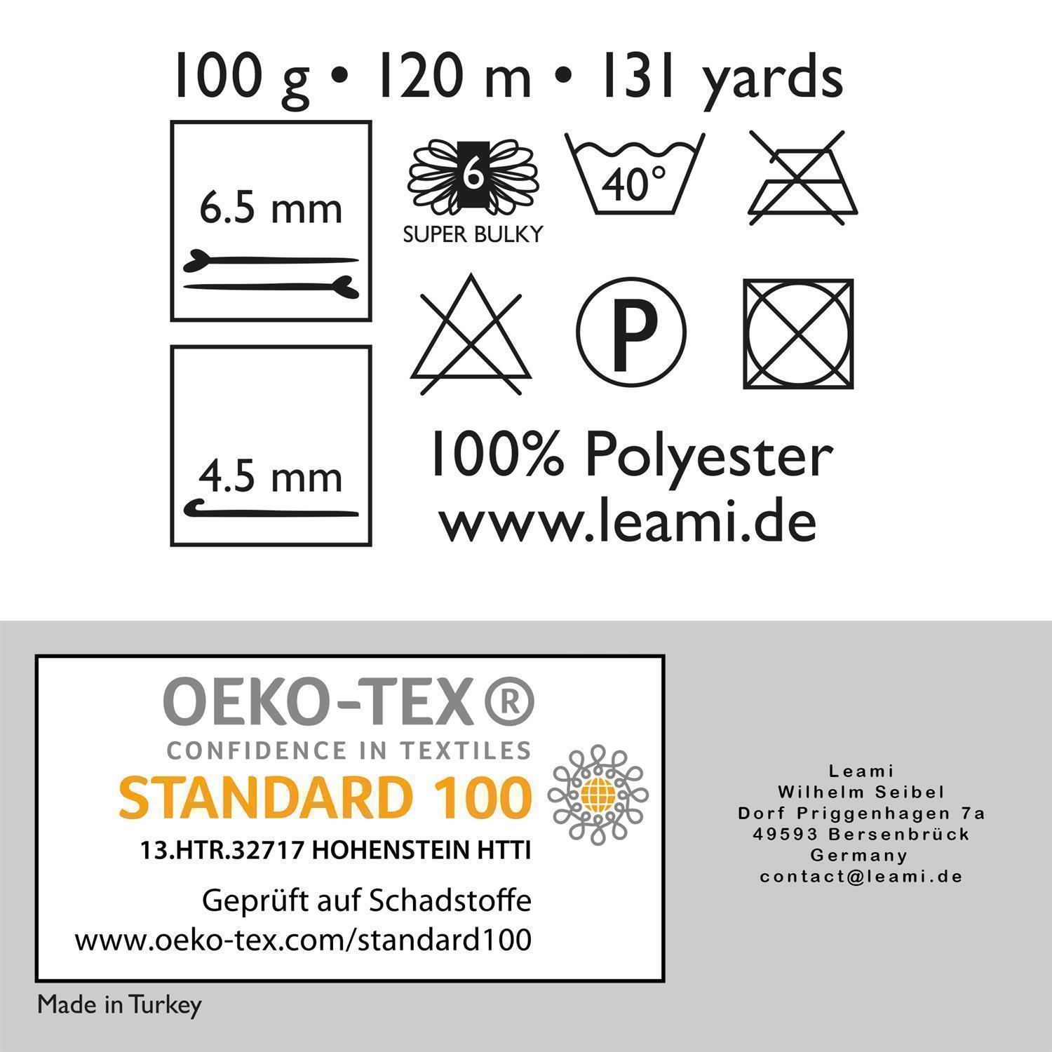 LEAMI Chenille Soft UNI, 100g/120m (certified)