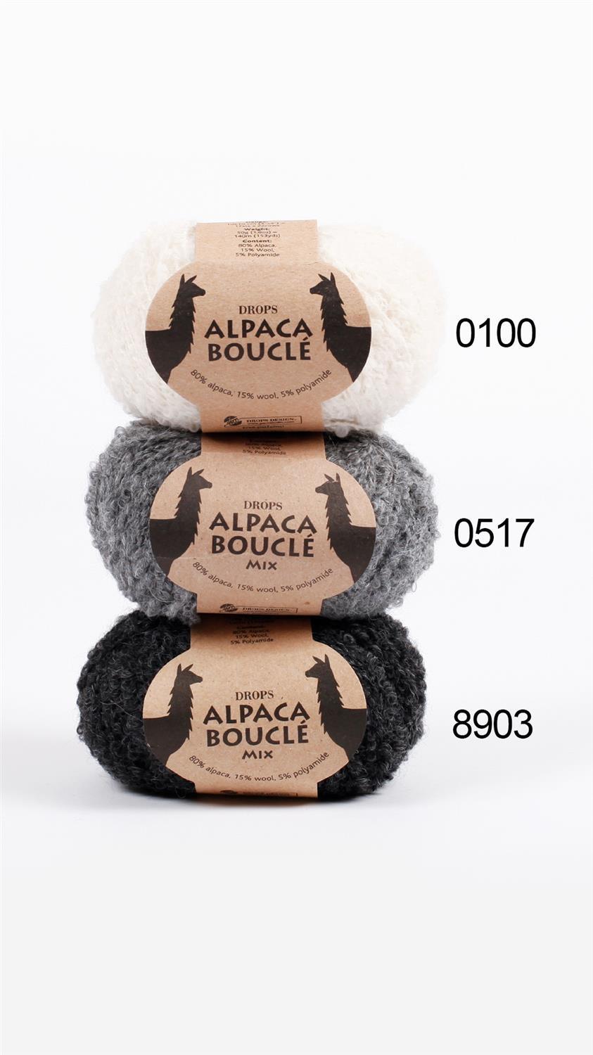Drops Alpaca Bouclé (50g/140m) 8903 schwarz