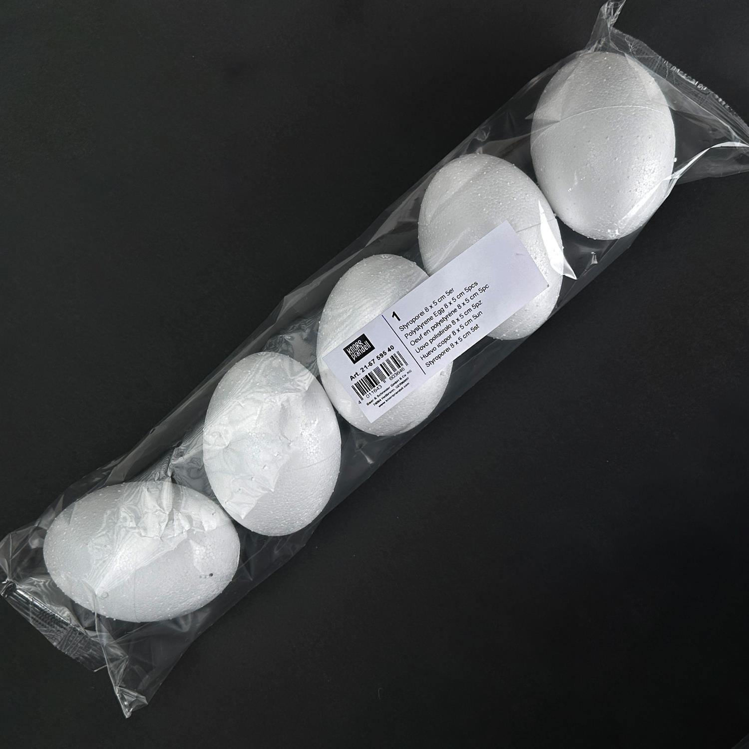 Styropor-Eier-Set, 8x5cm, weiß, 5 Stück