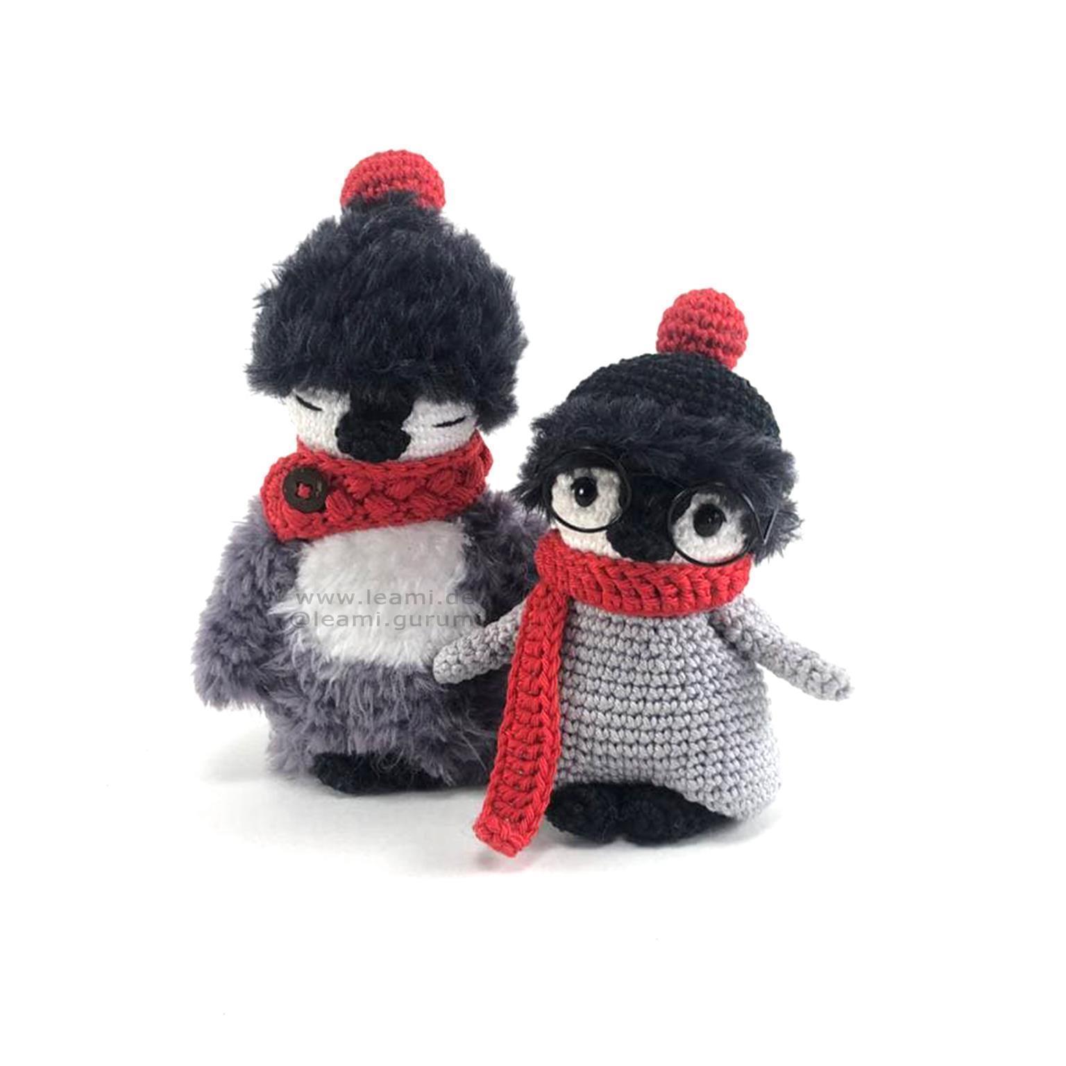 Häkelset für Peter den Pinguin - Baumwolle mit Flauschgarn - 13cm, DIY Paket, OHNE Anleitung