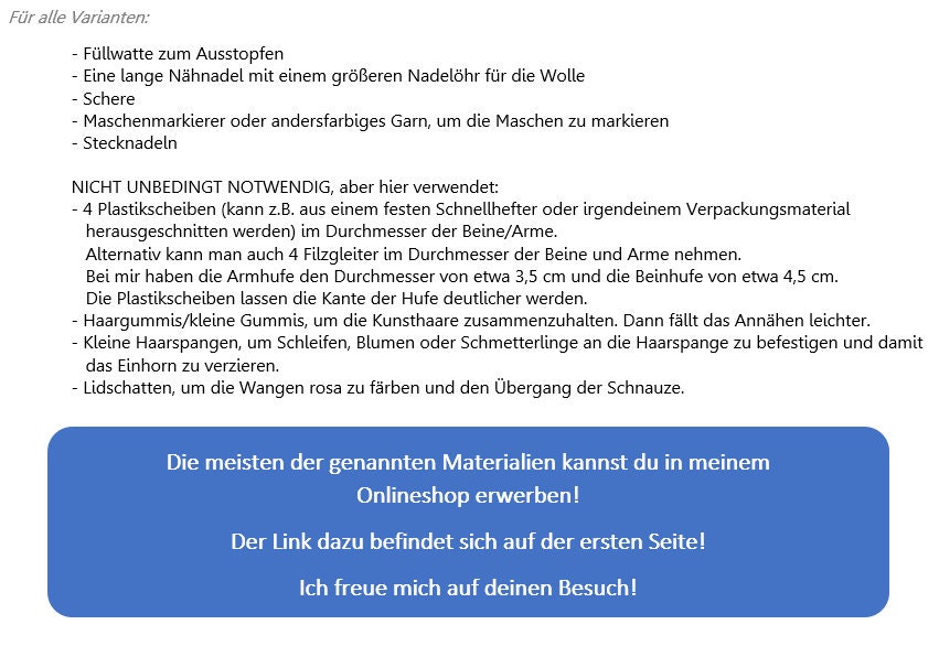 PDF + 5 Videos Häkelanleitung für das Einhorn Elisa von leami