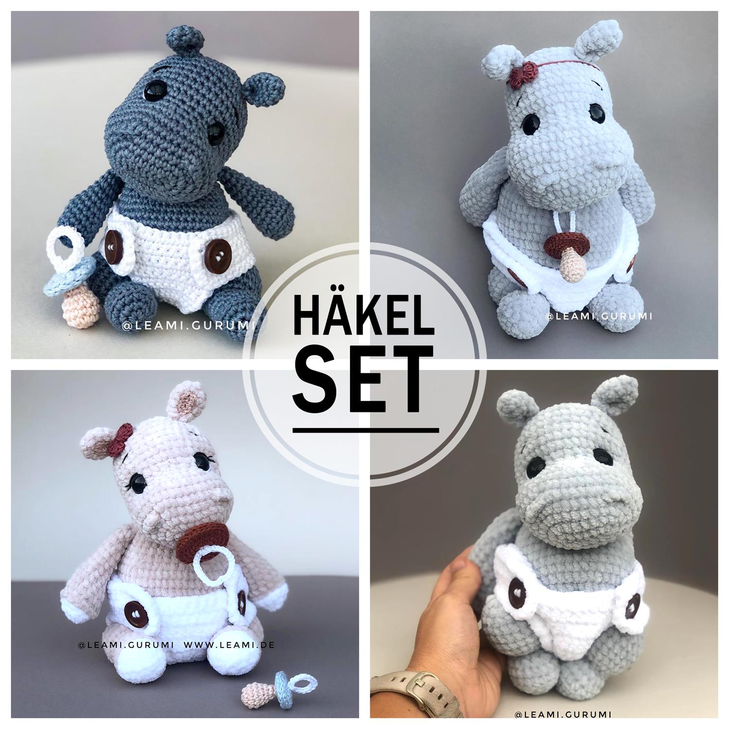 Häkelset Hippo Hena, DIY Paket, OHNE Anleitung