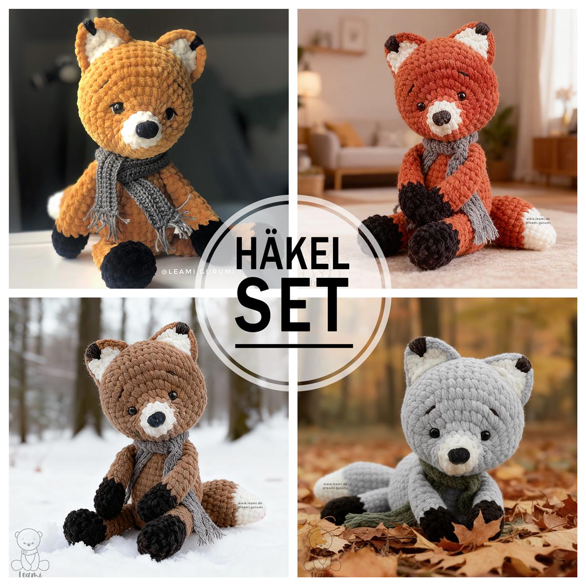 Häkelset Fuchs Foxi leami, DIY Paket -Ohne Anleitung (s. Artikelbeschreibung)