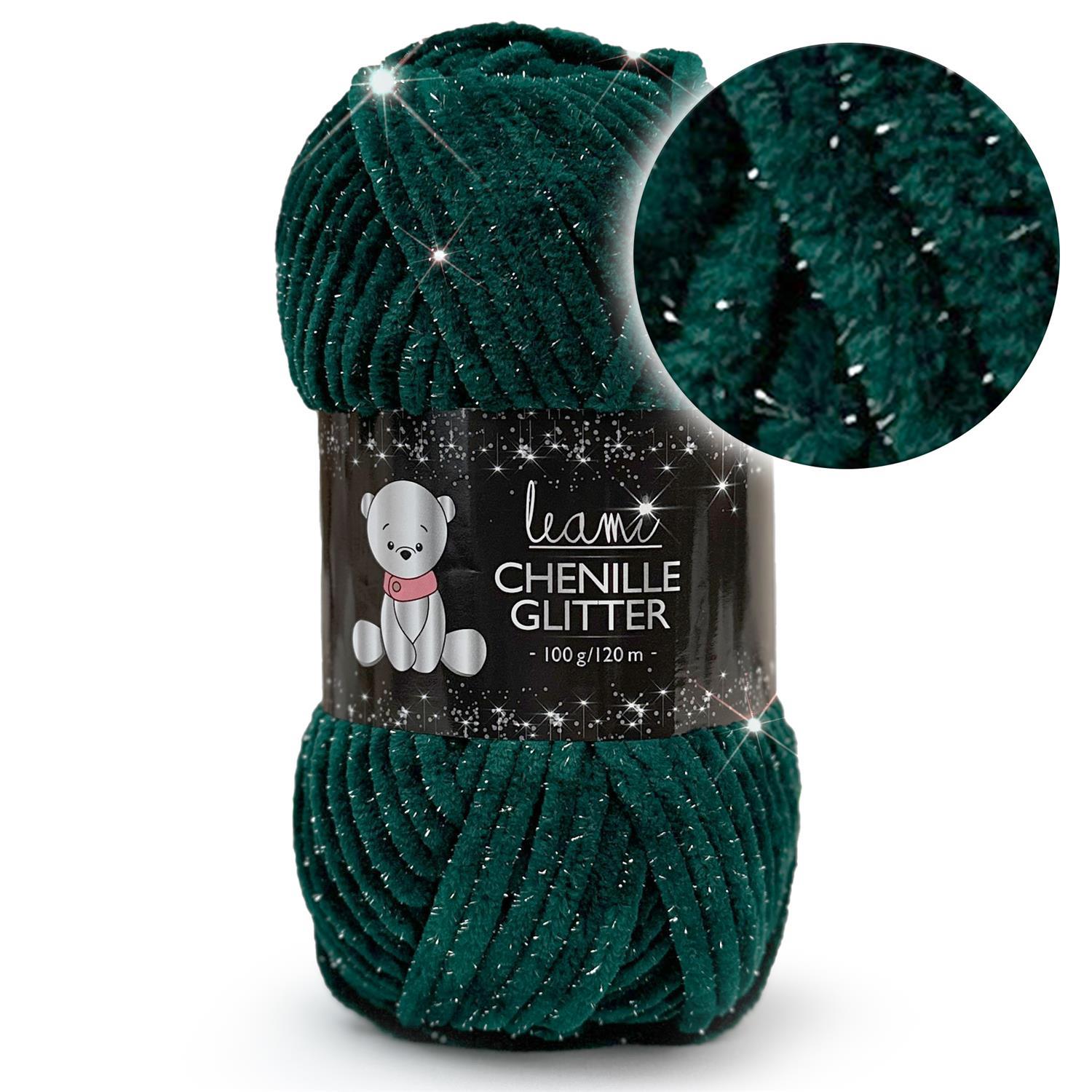 LEAMI Chenille Glitter (100g / 120m) 1194 dunkelgrün