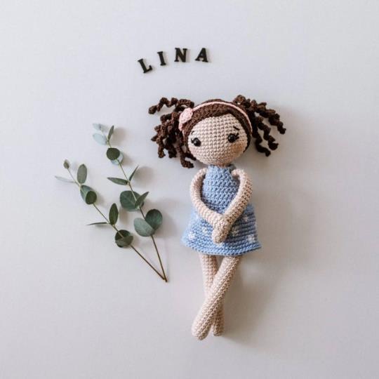 Häkelset Puppe Lina, DIY Paket Hellblau