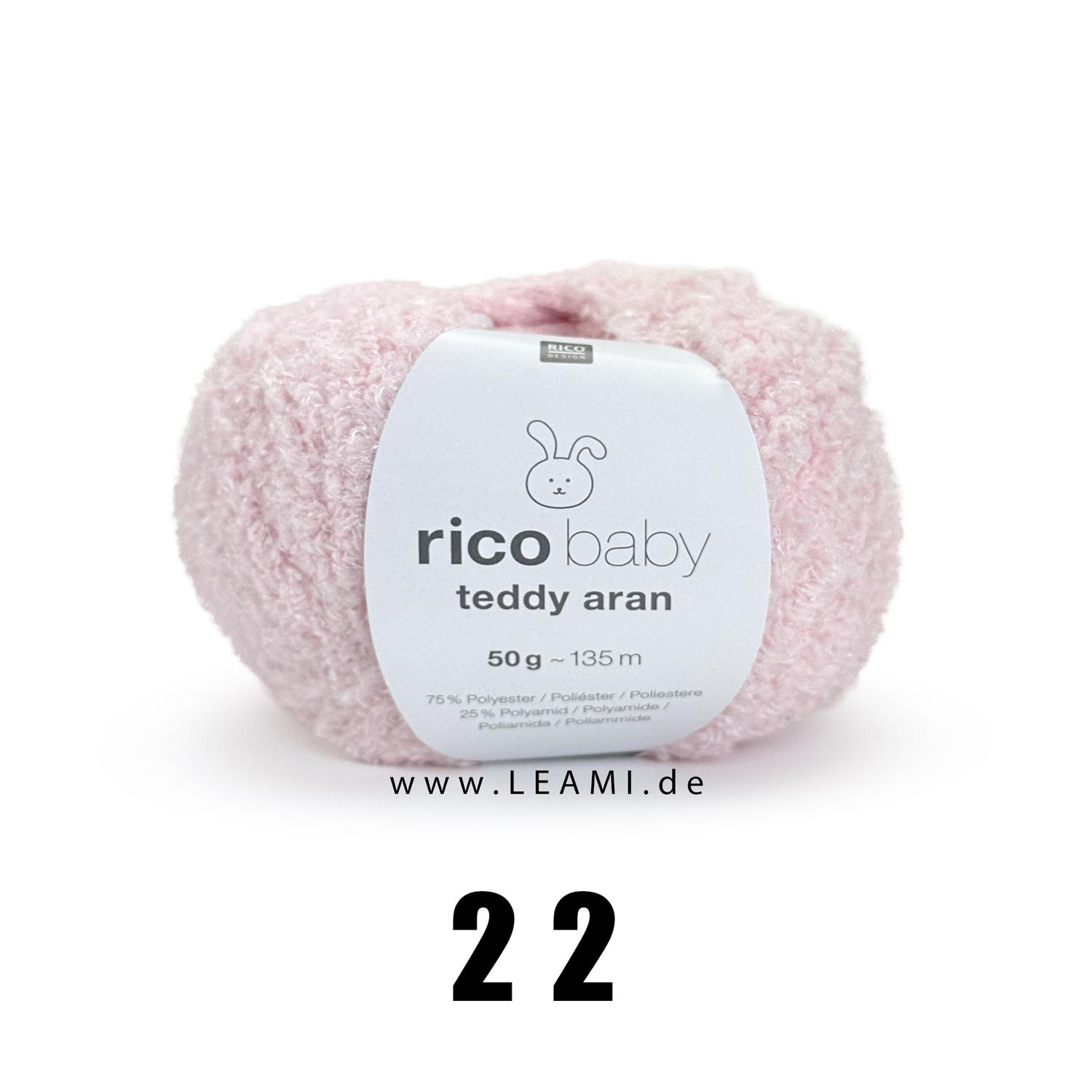 Rico Baby Teddy Aran (50g/135m) 22 Babyrosa