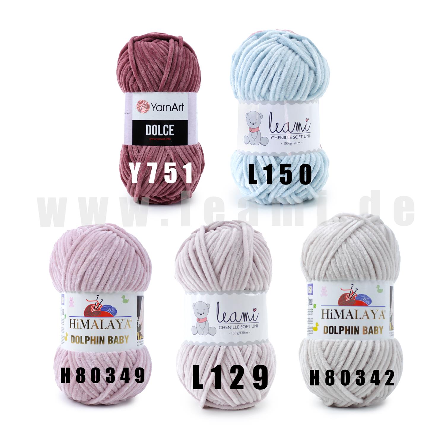 Chenille Wollpaket gedeckte Farben 2 100g/120m