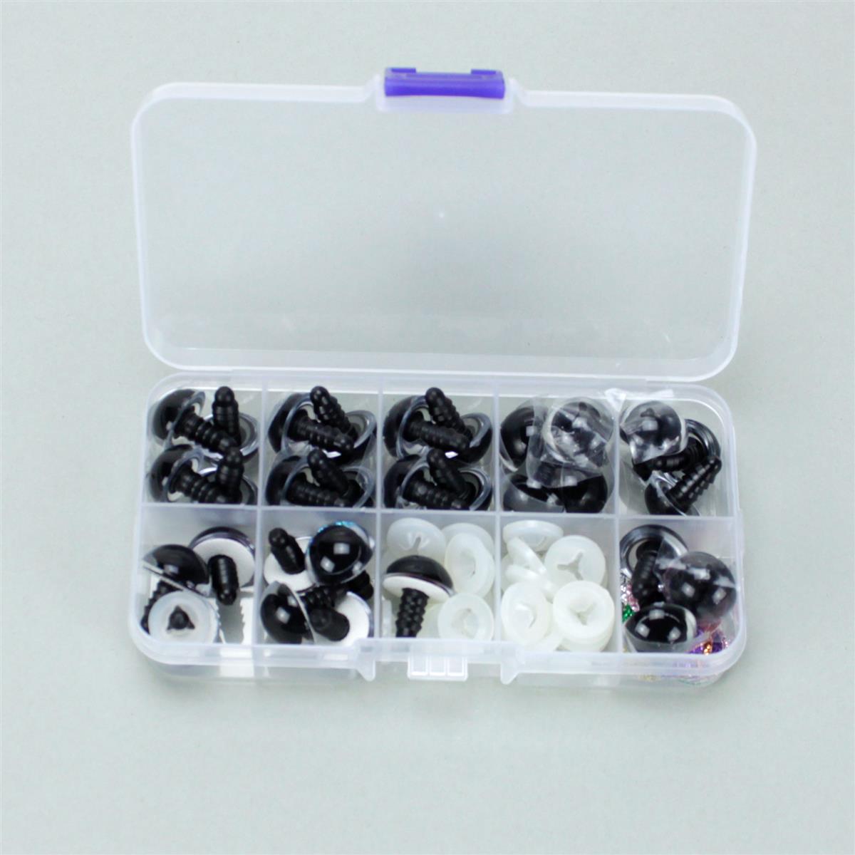 Glitzeraugen Schachtel 30 Teile Set, Sicherheitsaugen Glitter Kunststoff DIY