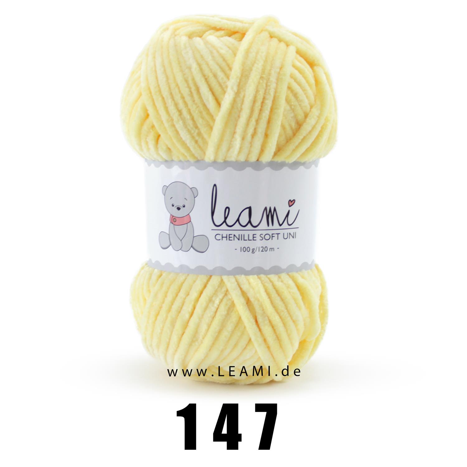 LEAMI Chenille Soft UNI, 147 gelb, zertifiziert