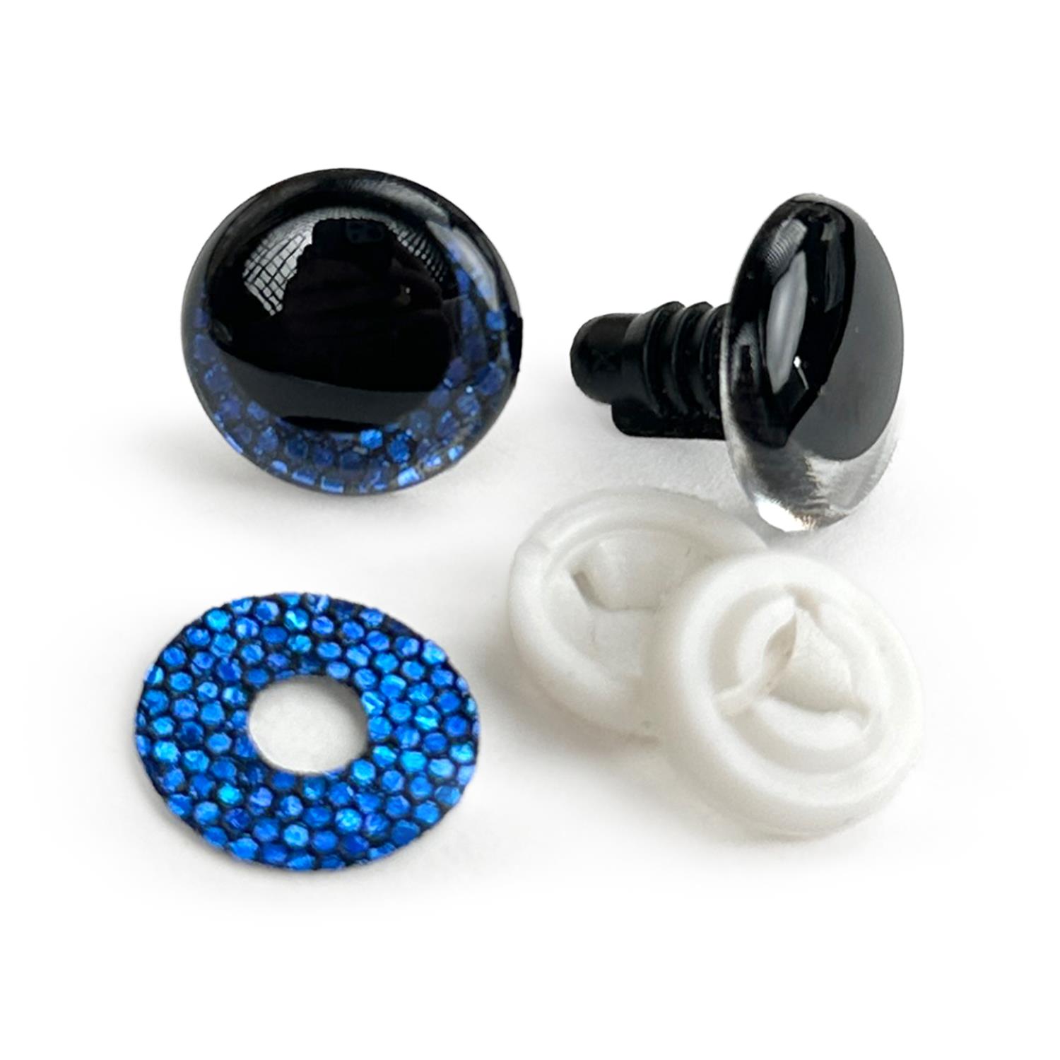 10 Paar Set Glitzer Sicherheitsaugen -18 mm 18 mm dunkelblau