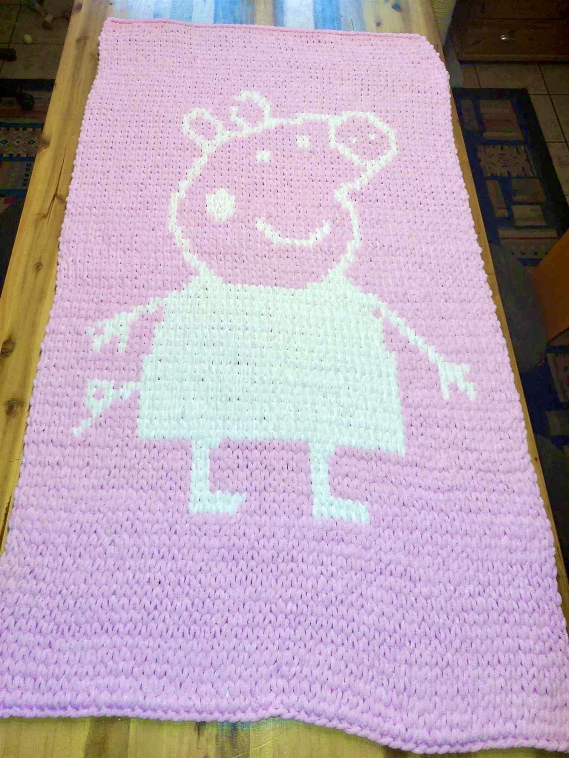 PDF Anleitung für Babydecke Rosa das Schweinchen für Anfänger geeignet von Leami