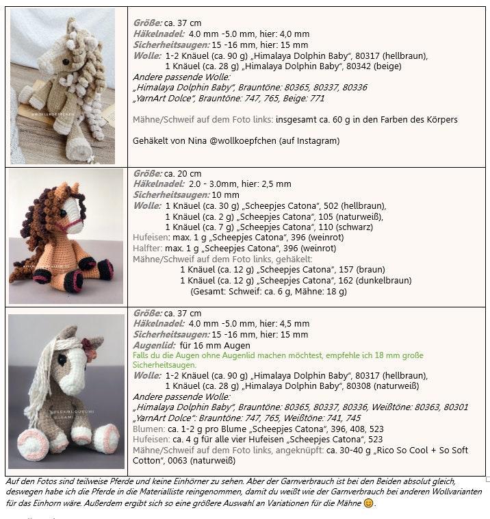 PDF + 5 Videos Häkelanleitung für das Einhorn Elisa von leami