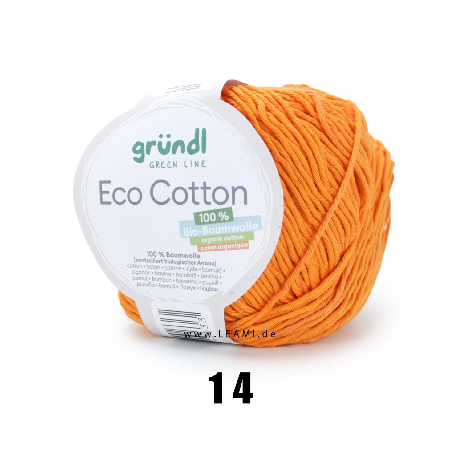 Gründl Eco Cotton (50g/105m) 100% Baumwolle 14 orange