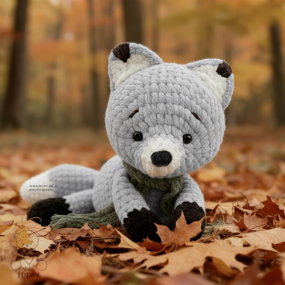 Häkelset Fuchs Foxi, grau ca. 28 cm - Ohne Anleitung!