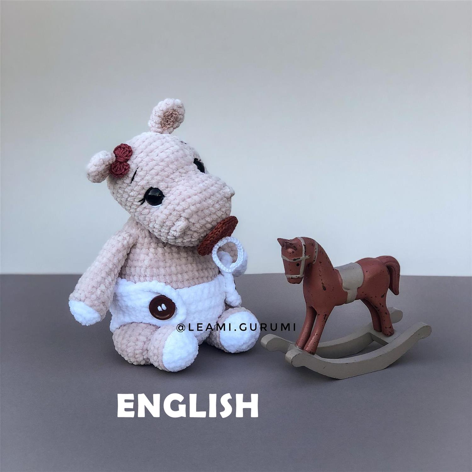 PDF + 3 videos Crochet Pattern ENGLISH Hippo Hena by leami