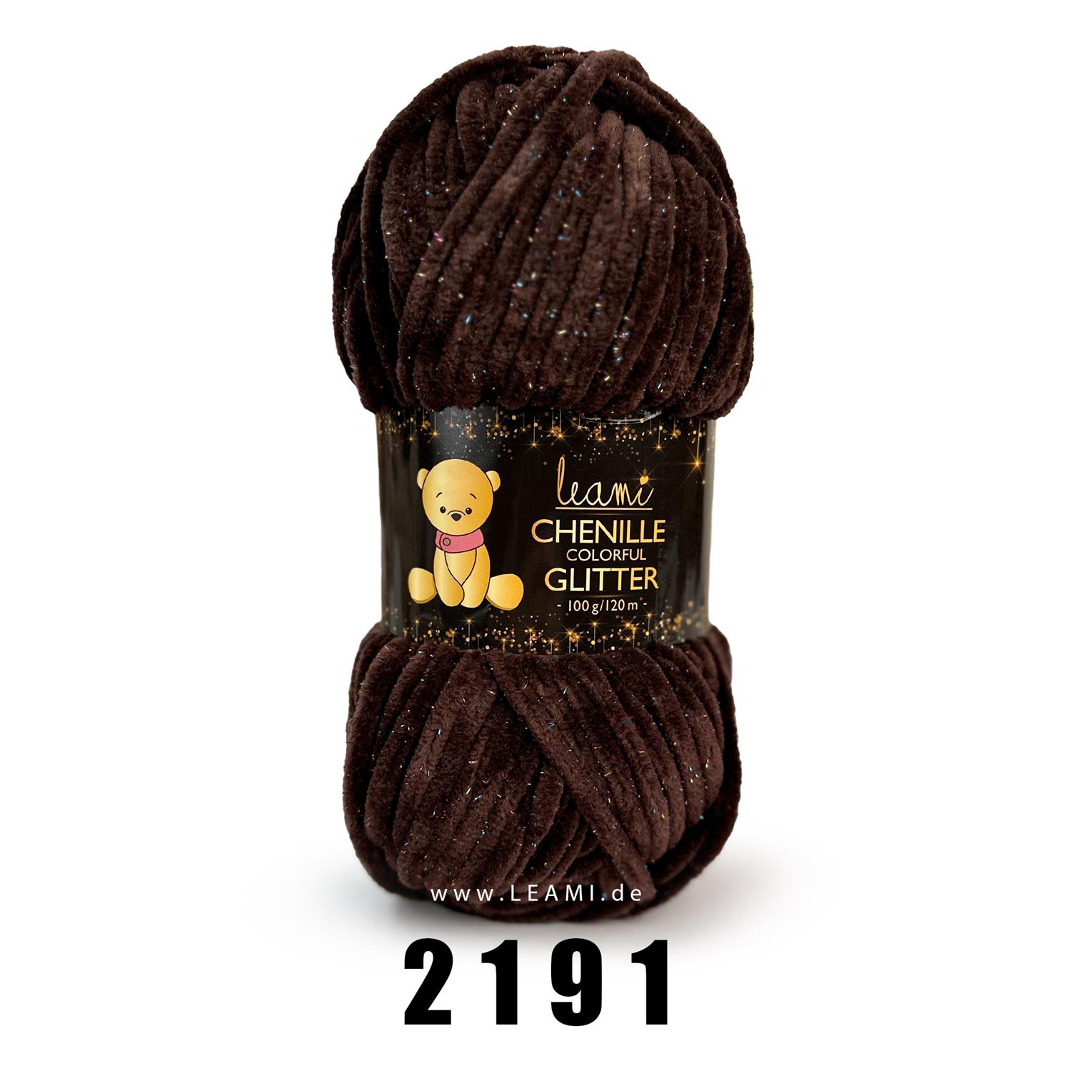 LEAMI Chenille Colorful Glitter (100g / 120m) 2191-04 schokobraun