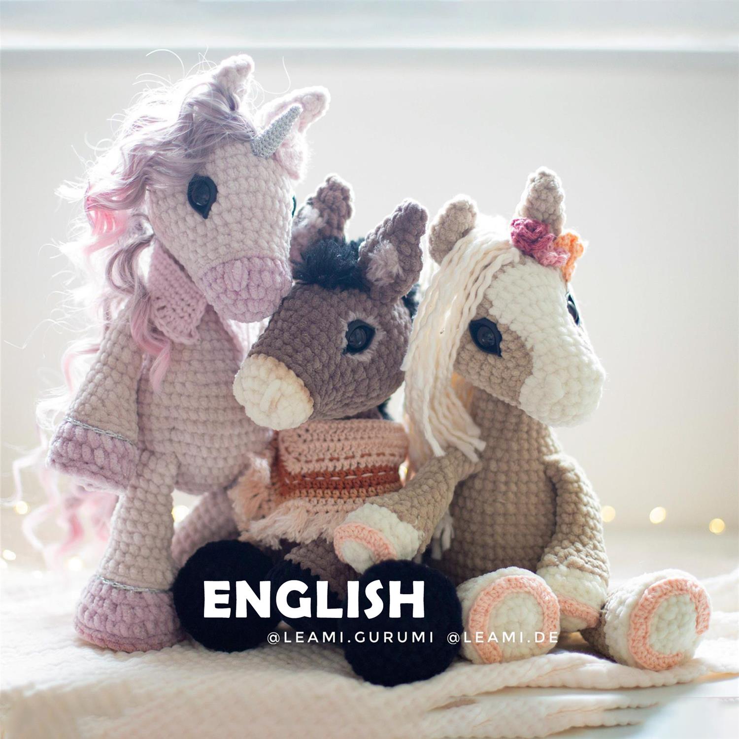 3 x PDF ENGLISH Crochet patterns, Unicorn, Horse/Pony, Donkey by leami