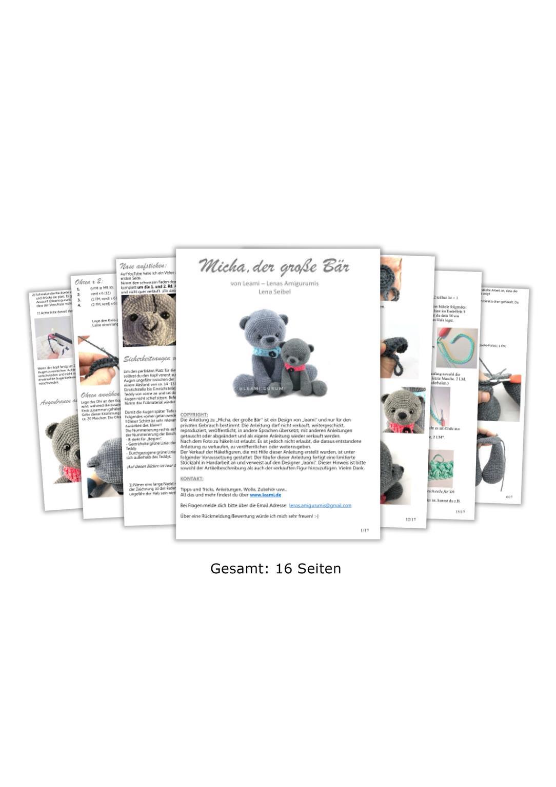 2 x PDF Häkelanleitung für den Hase Lou und den Teddy Micha IN GROSS von leami,