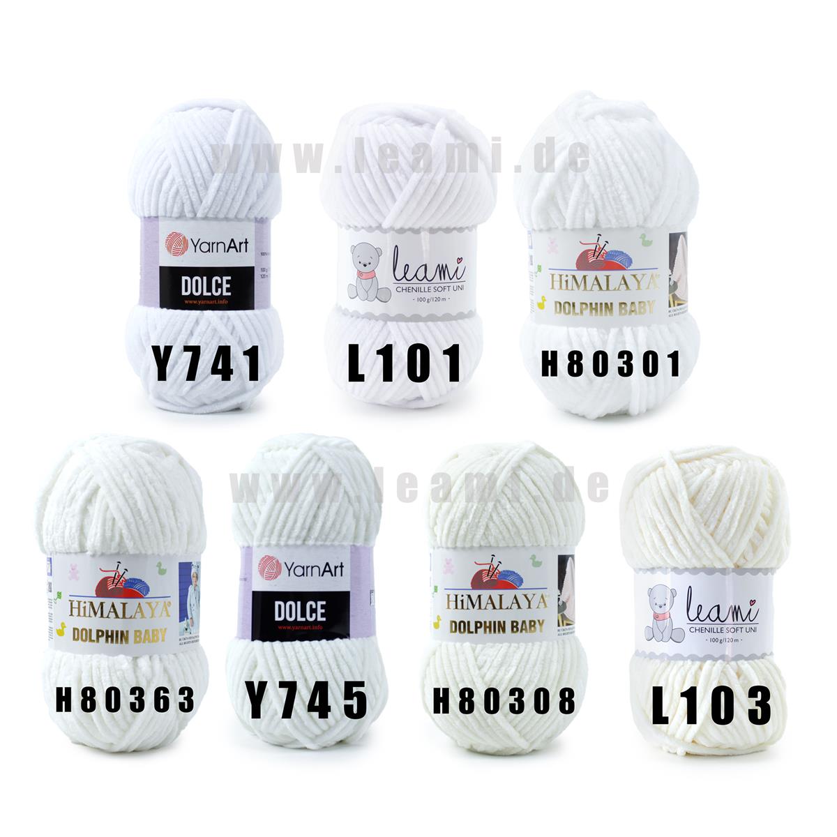 LEAMI Chenille Soft UNI, 101 white