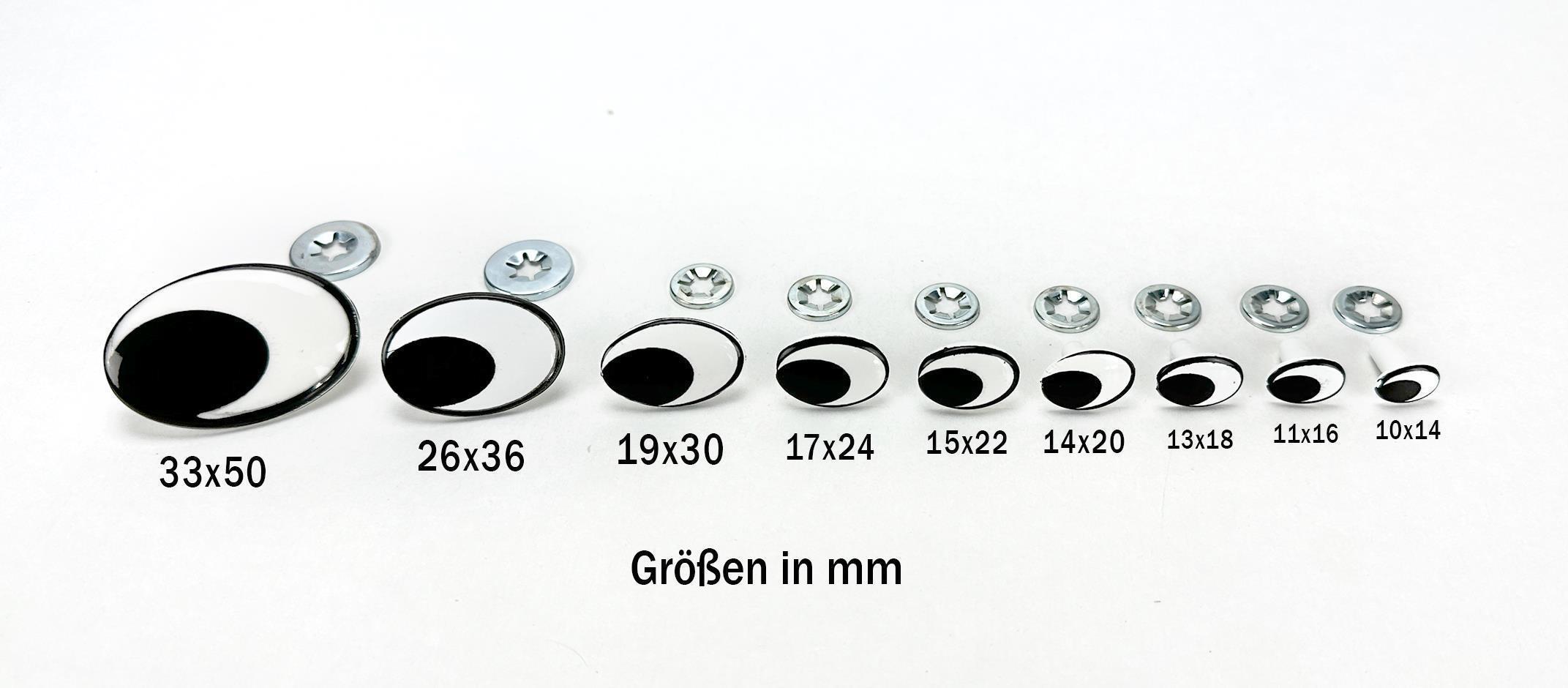 1 Paar Comic Sicherheitsaugen, Kunststoff Comic Augen 19x30mm