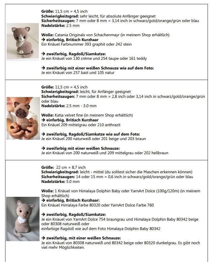 PDF Häkelanleitung für die Katze Milka (sitzend, auch als Türstopper) von leami