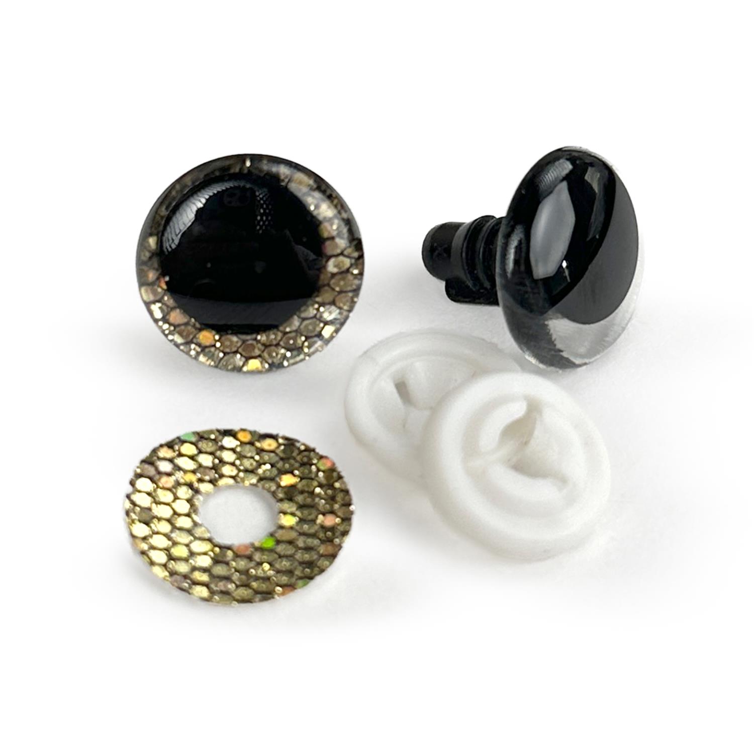 10 Paar Set Glitzer Sicherheitsaugen -18 mm 18 mm gold