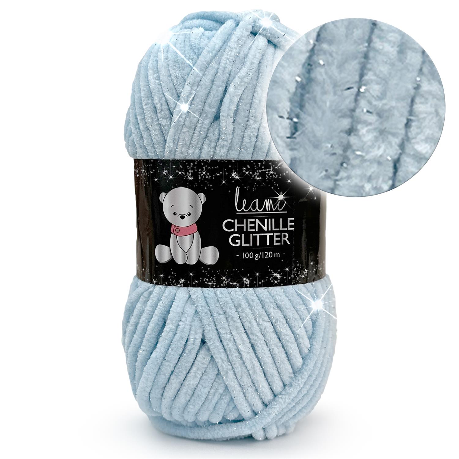 LEAMI Chenille Glitter (100g / 120m) 1126 babyblau